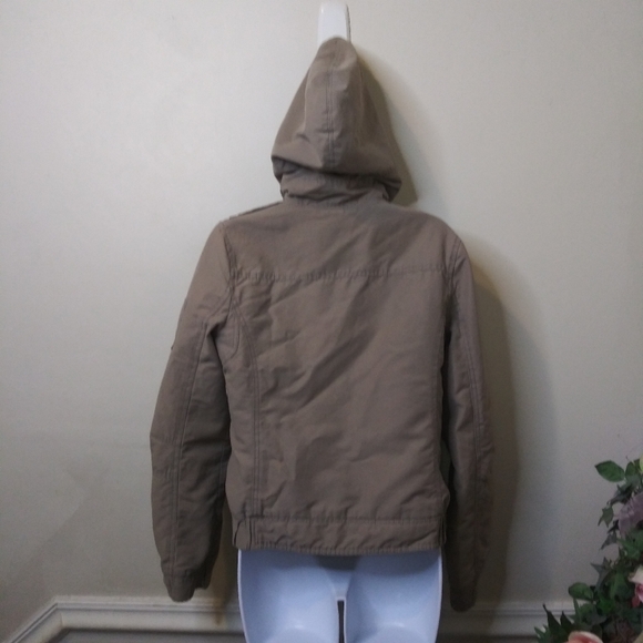 American Eagle 2012 Women's Hooded Khaki Water Resistant Bomber Style Jacket - Picture 10 of 16